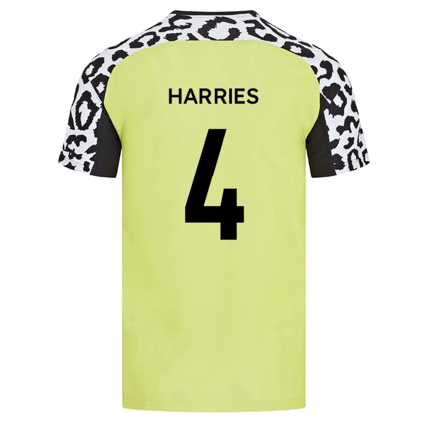 Danxen Kinderen Cian Harries #4 Fluorescerend Geel Thuisshirt Thuistenue 2025/26 T-Shirt