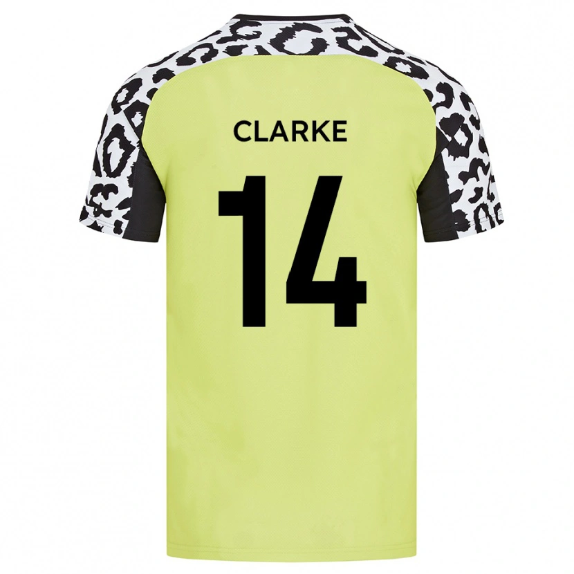 Danxen Kinderen Jayden Clarke #14 Fluorescerend Geel Thuisshirt Thuistenue 2025/26 T-Shirt