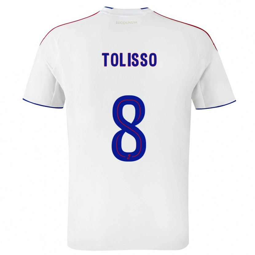 Danxen Kinderen Corentin Tolisso #8 Wit Rood Thuisshirt Thuistenue 2025/26 T-Shirt