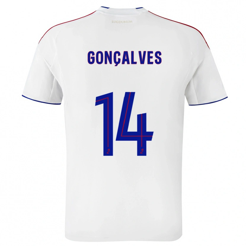 Danxen Kinderen Tiago Gonçalves #14 Wit Rood Thuisshirt Thuistenue 2025/26 T-Shirt