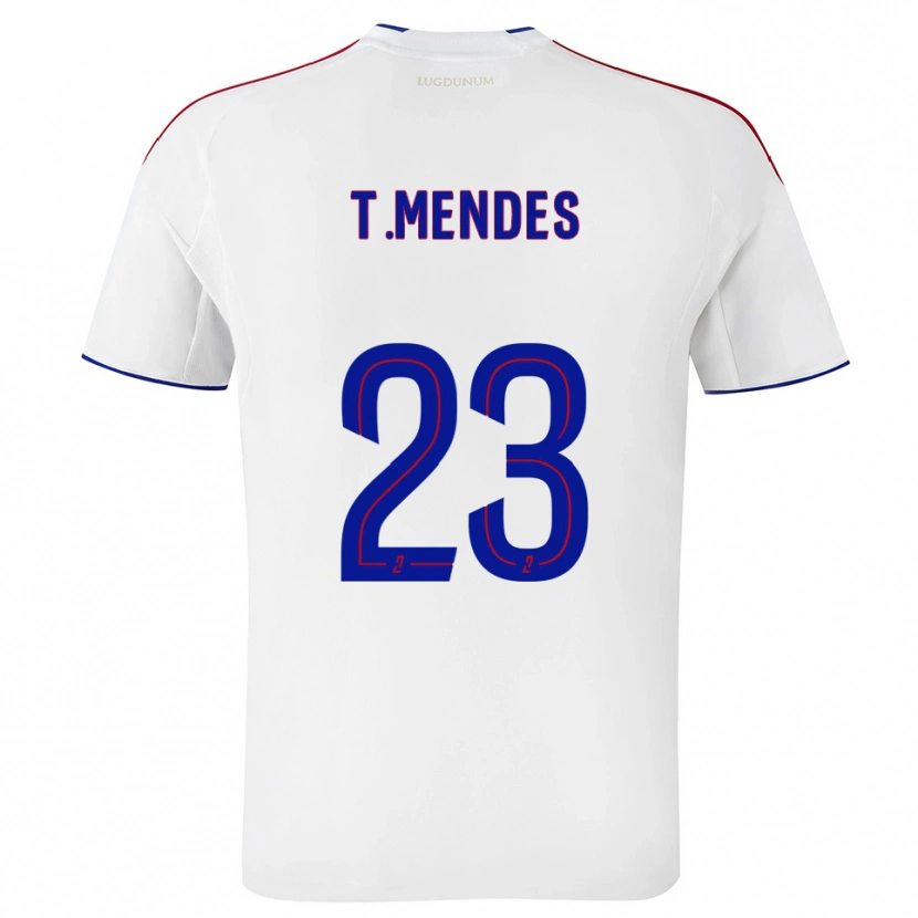 Danxen Kinderen Thiago Mendes #23 Wit Rood Thuisshirt Thuistenue 2025/26 T-Shirt