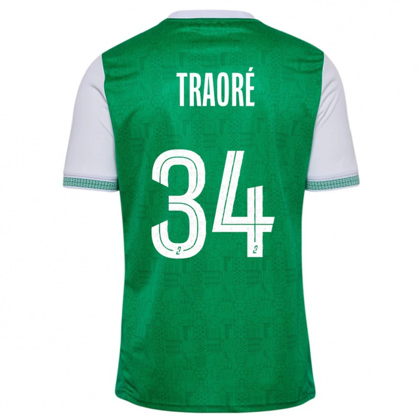 Danxen Kinderen Lassana Traoré #34 Groen Wit Thuisshirt Thuistenue 2025/26 T-Shirt