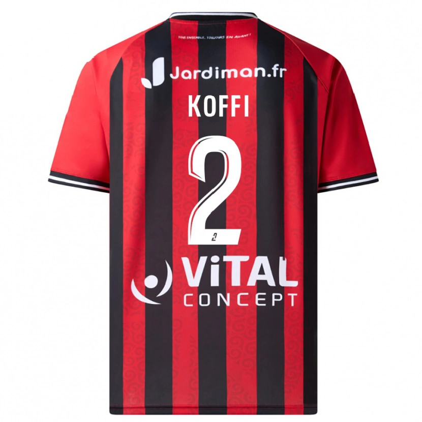 Danxen Kinderen Erwin Koffi #2 Rood Zwart Thuisshirt Thuistenue 2025/26 T-Shirt