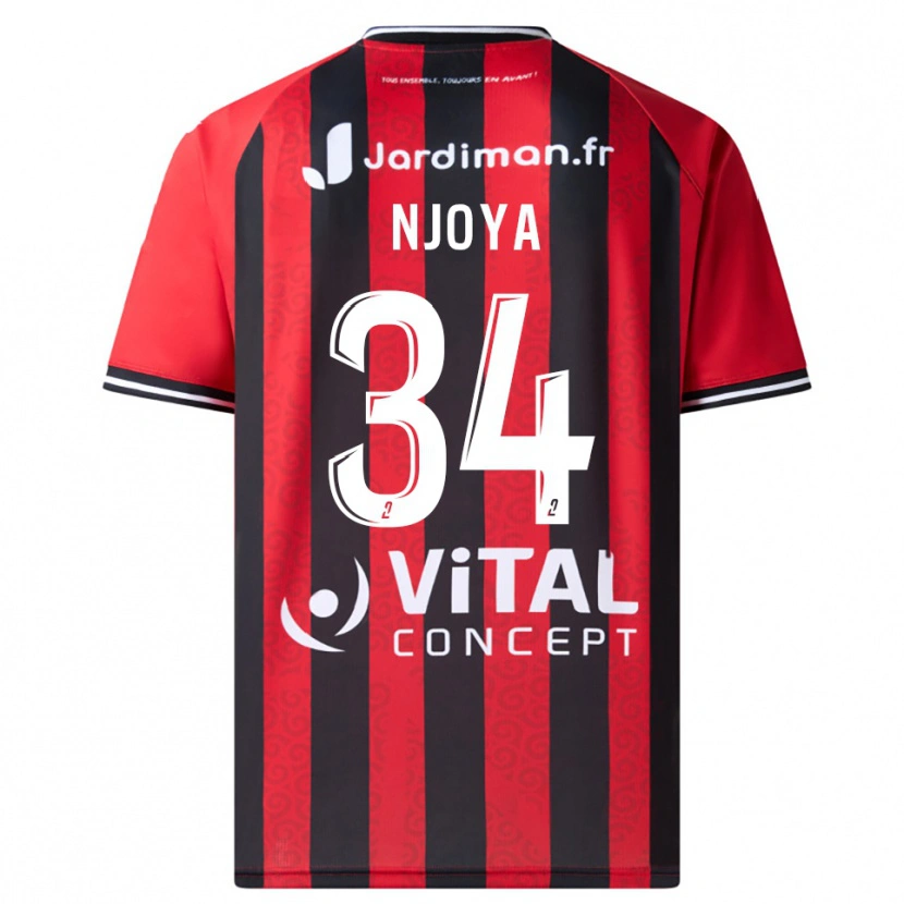 Danxen Kinderen Youssef Njoya #34 Rood Zwart Thuisshirt Thuistenue 2025/26 T-Shirt