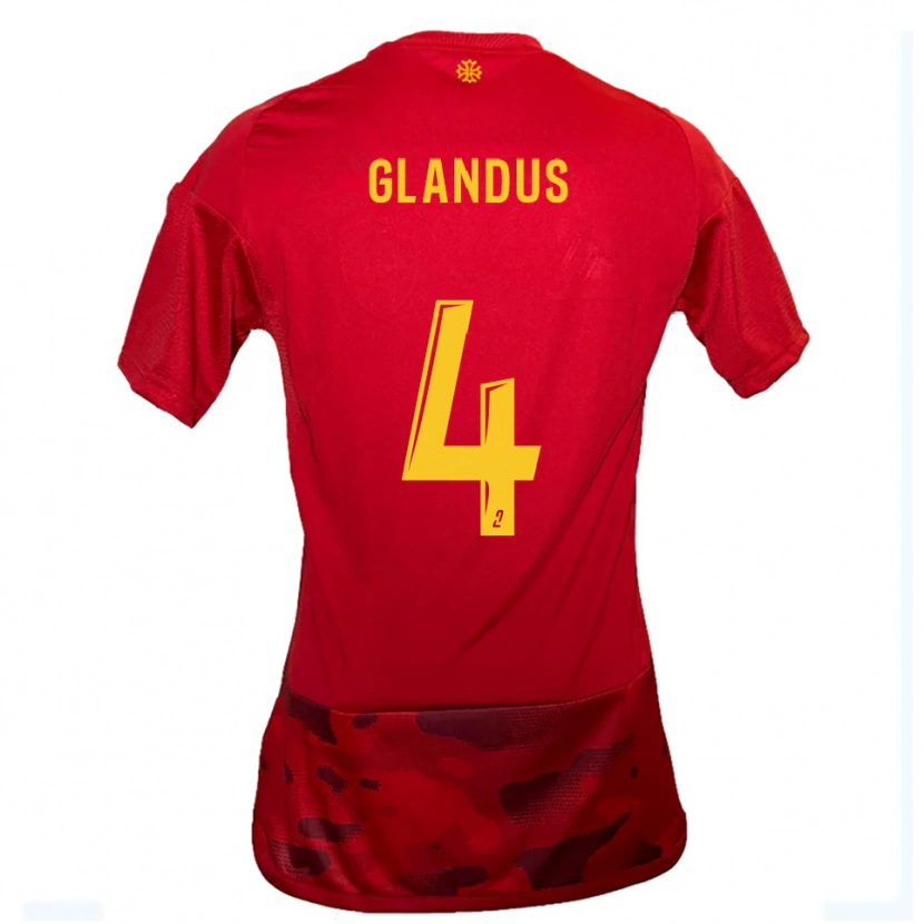 Danxen Kinderen Vincent Glandus #4 Rood Geel Thuisshirt Thuistenue 2025/26 T-Shirt