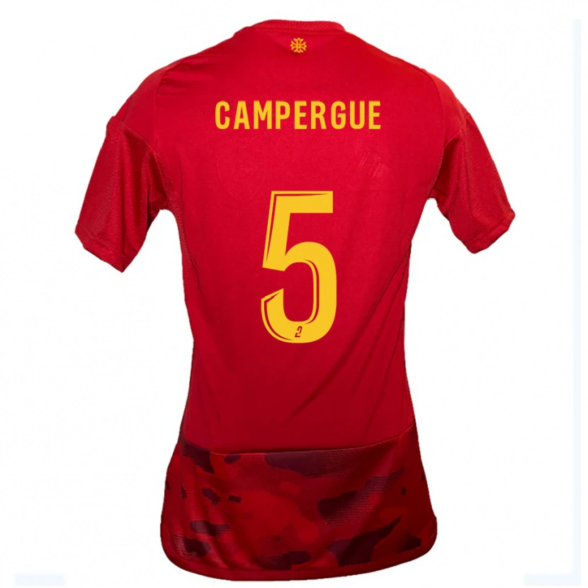 Danxen Kinderen Raphaël Campergue #5 Rood Geel Thuisshirt Thuistenue 2025/26 T-Shirt