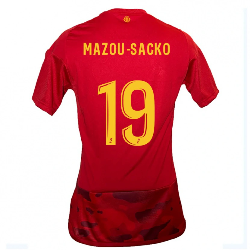 Danxen Kinderen Derek Mazou-Sacko #19 Rood Geel Thuisshirt Thuistenue 2025/26 T-Shirt