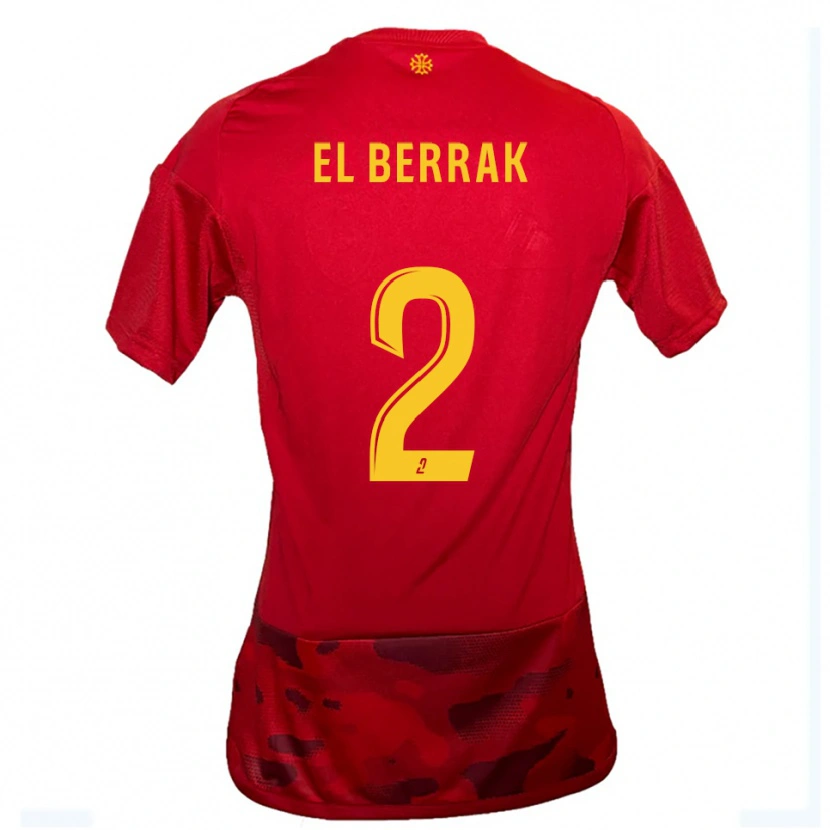Danxen Kinderen Nael El Berrak #2 Rood Geel Thuisshirt Thuistenue 2025/26 T-Shirt