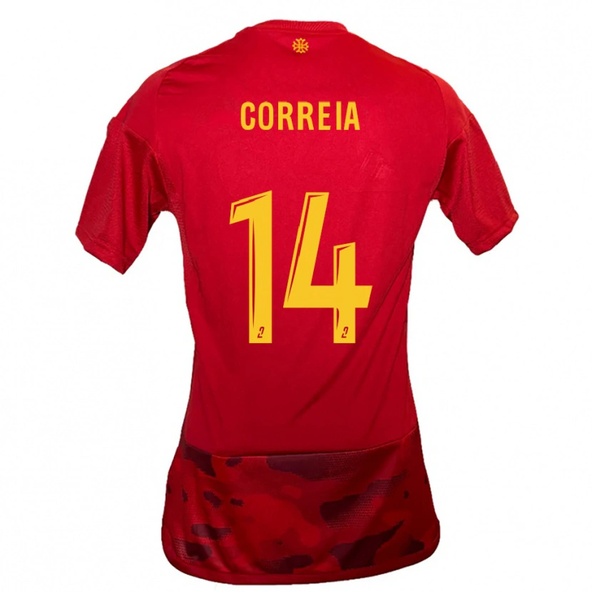 Danxen Kinderen Tiago Correia #14 Rood Geel Thuisshirt Thuistenue 2025/26 T-Shirt