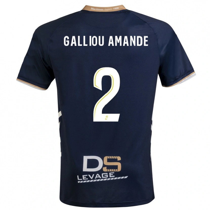 Danxen Kinderen Noa Galliou Amande #2 Marine Goud Thuisshirt Thuistenue 2025/26 T-Shirt