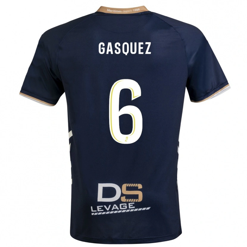 Danxen Kinderen Isaac Gasquez #6 Marine Goud Thuisshirt Thuistenue 2025/26 T-Shirt