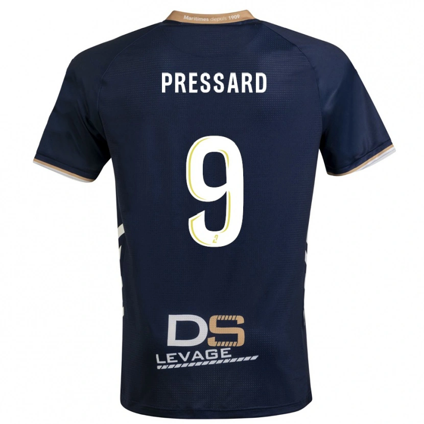Danxen Kinderen Alan Pressard #9 Marine Goud Thuisshirt Thuistenue 2025/26 T-Shirt