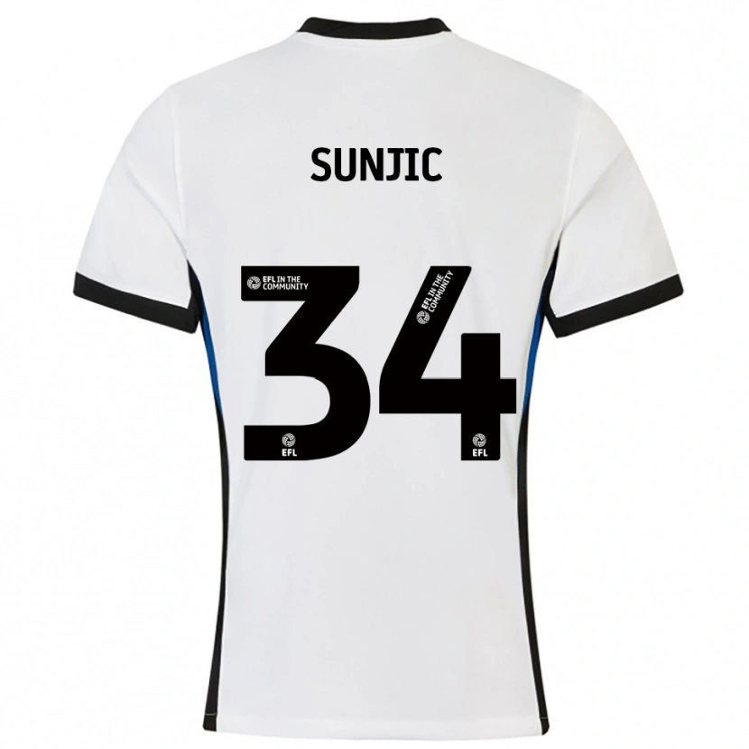 Danxen Kinderen Ivan Sunjic #34 Wit Blauw Uitshirt Uittenue 2025/26 T-Shirt