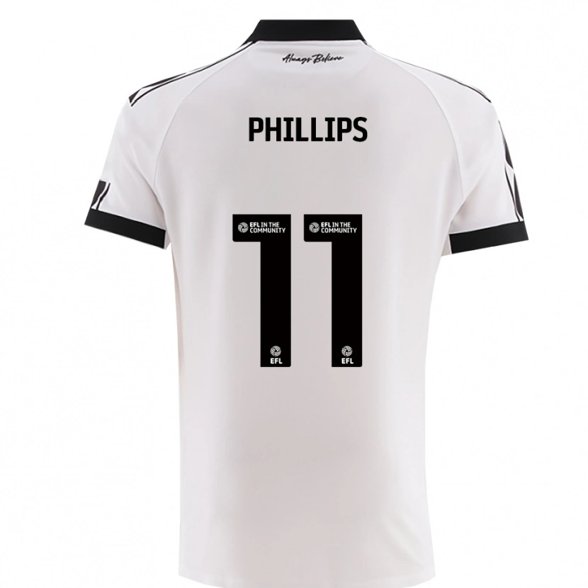 Danxen Kinderen Billy Phillips #11 Wit Zwart Uitshirt Uittenue 2025/26 T-Shirt