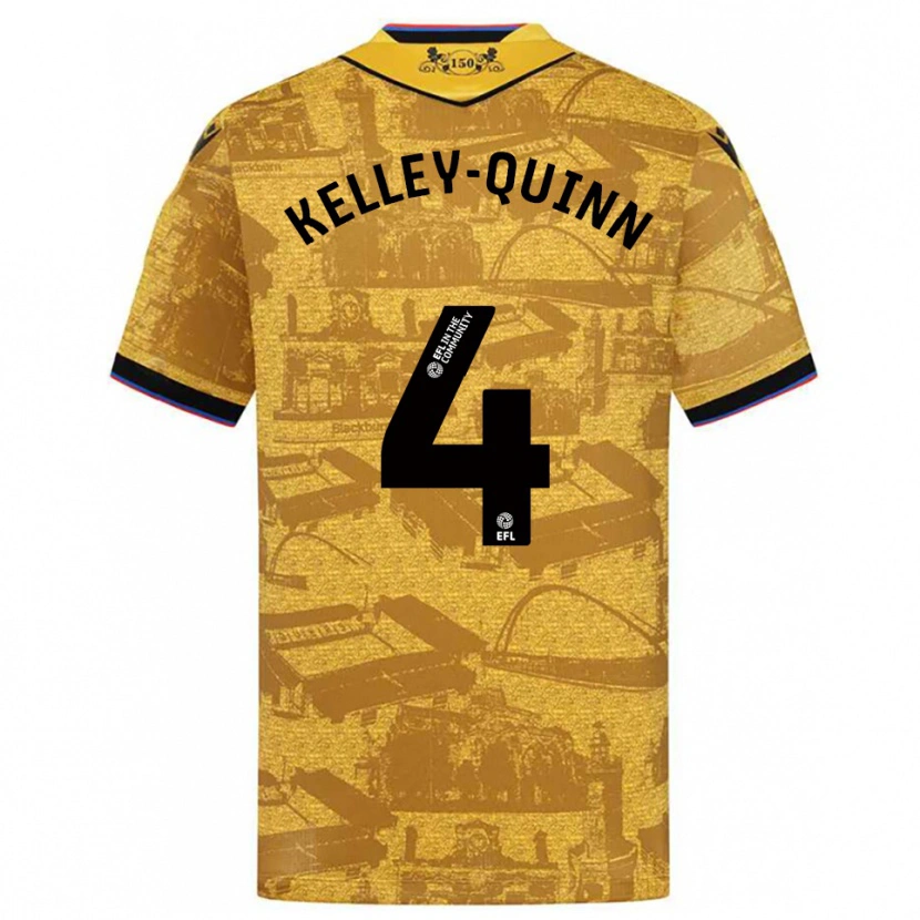 Danxen Kinderen Leon Kelley-Quinn #4 Goud Zwart Uitshirt Uittenue 2025/26 T-Shirt