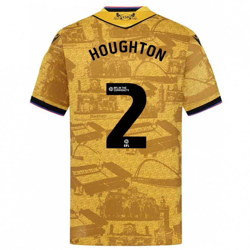 Danxen Kinderen Lucas Houghton #2 Goud Zwart Uitshirt Uittenue 2025/26 T-Shirt