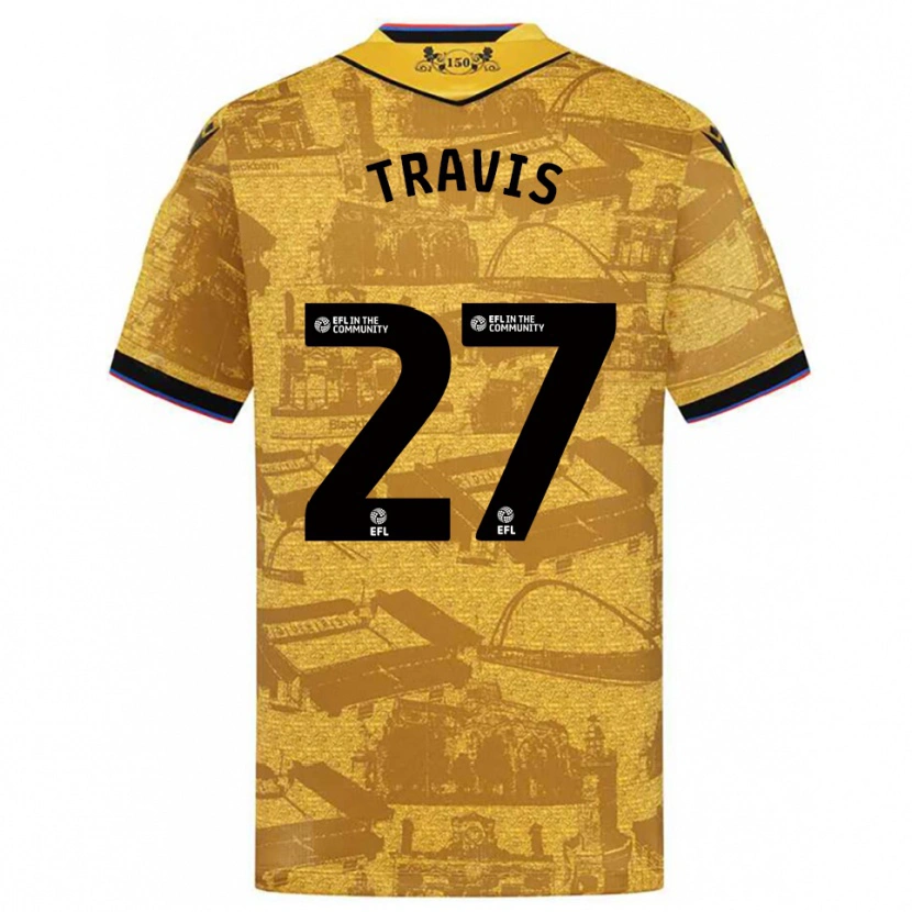 Danxen Kinderen Lewis Travis #27 Goud Zwart Uitshirt Uittenue 2025/26 T-Shirt