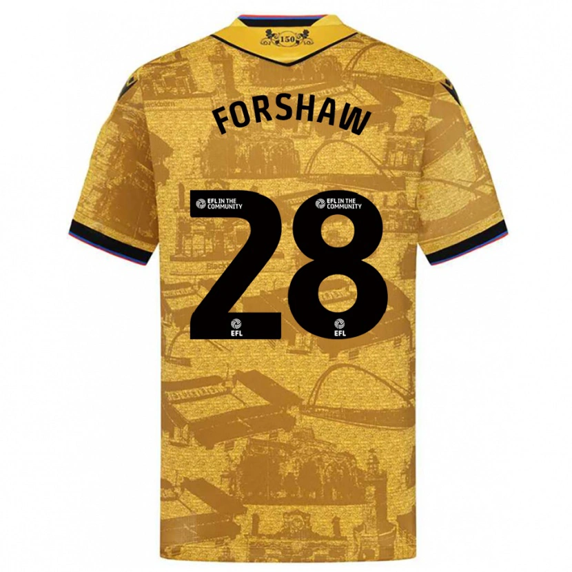 Danxen Kinderen Adam Forshaw #28 Goud Zwart Uitshirt Uittenue 2025/26 T-Shirt