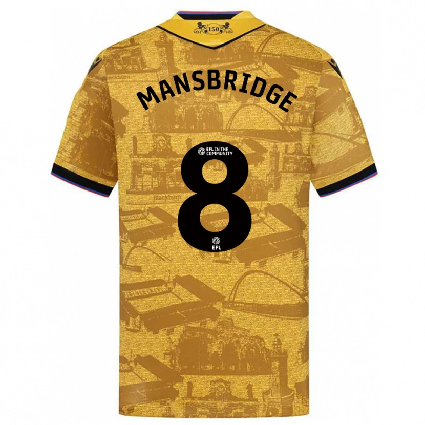Danxen Kinderen Tyler Mansbridge #8 Goud Zwart Uitshirt Uittenue 2025/26 T-Shirt