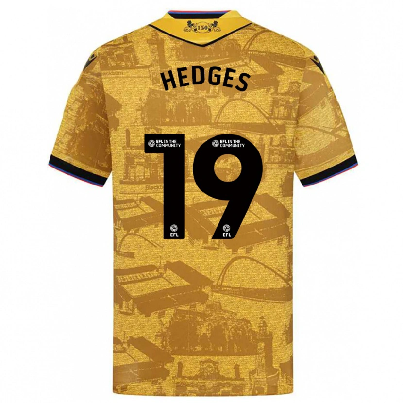 Danxen Kinderen Ryan Hedges #19 Goud Zwart Uitshirt Uittenue 2025/26 T-Shirt