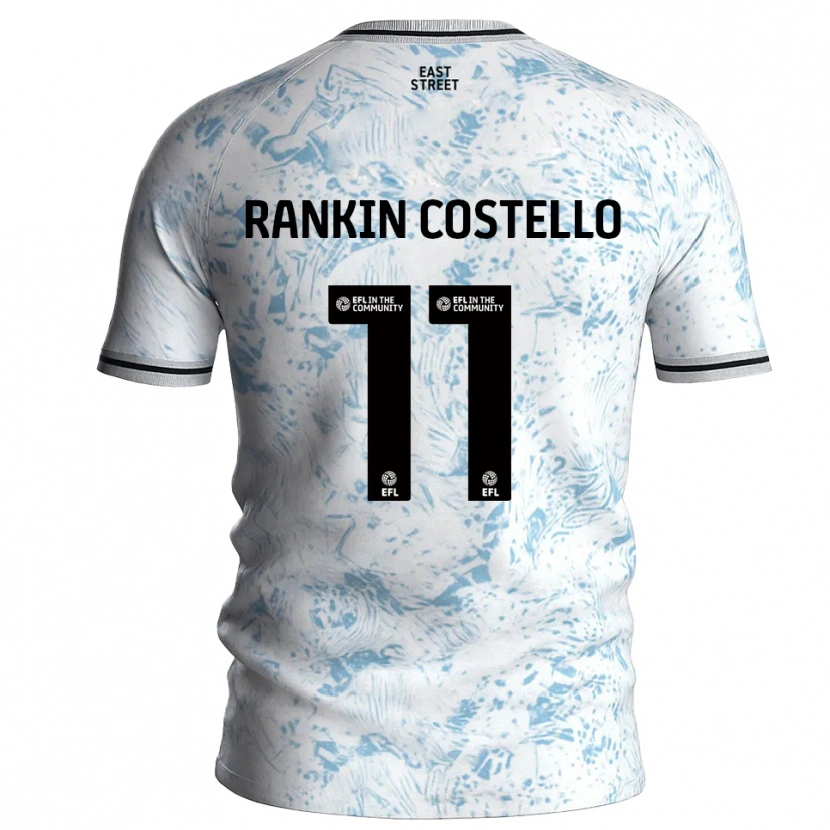 Danxen Kinderen Joe Rankin-Costello #11 Wit Hemelsblauw Uitshirt Uittenue 2025/26 T-Shirt