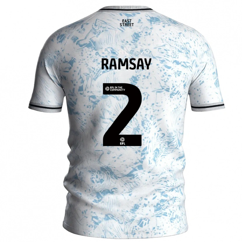Danxen Kinderen Kayne Ramsay #2 Wit Hemelsblauw Uitshirt Uittenue 2025/26 T-Shirt