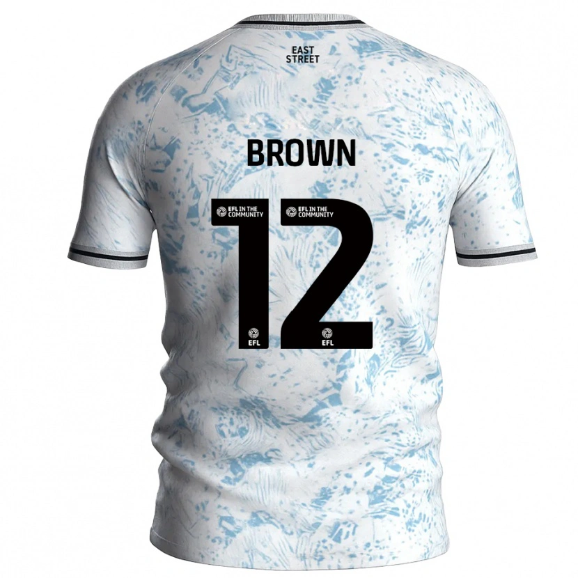 Danxen Kinderen Ethan Brown #12 Wit Hemelsblauw Uitshirt Uittenue 2025/26 T-Shirt