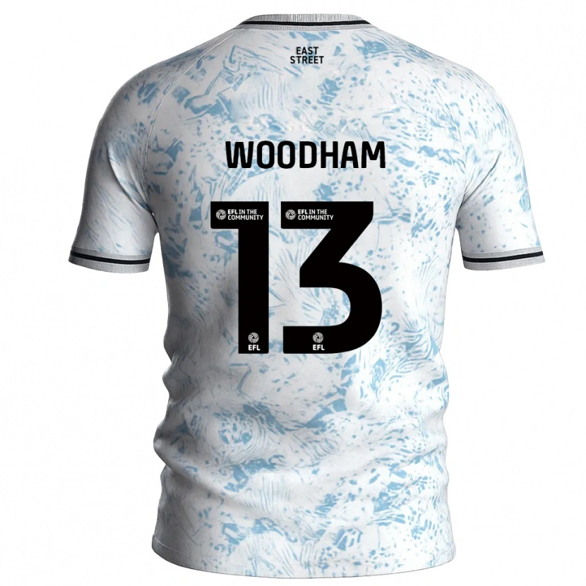 Danxen Kinderen Finley Woodham #13 Wit Hemelsblauw Uitshirt Uittenue 2025/26 T-Shirt
