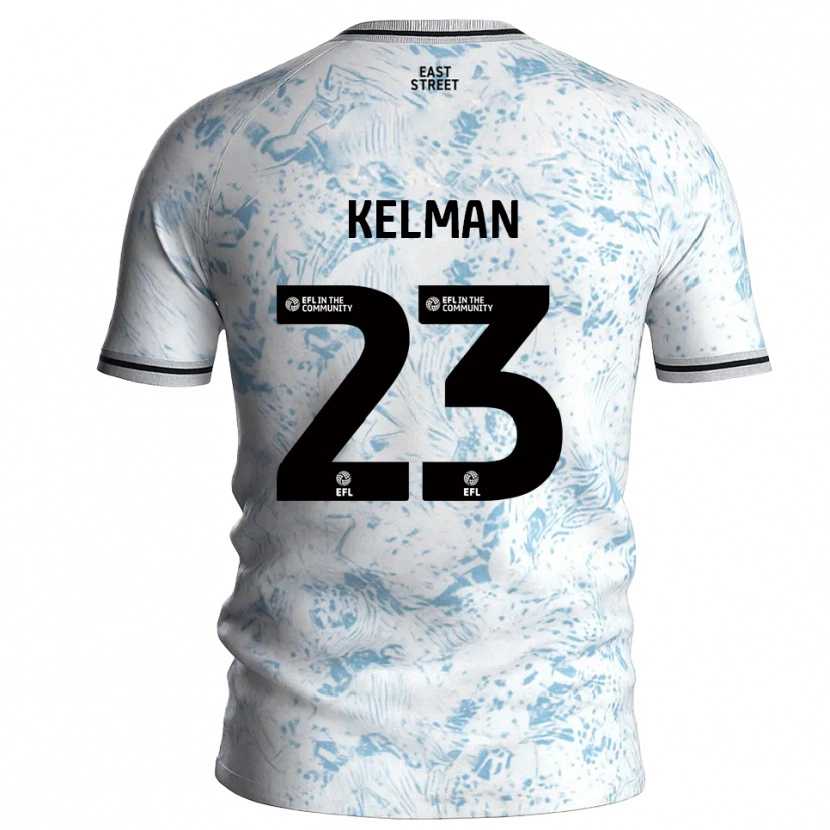 Danxen Kinderen Charlie Kelman #23 Wit Hemelsblauw Uitshirt Uittenue 2025/26 T-Shirt