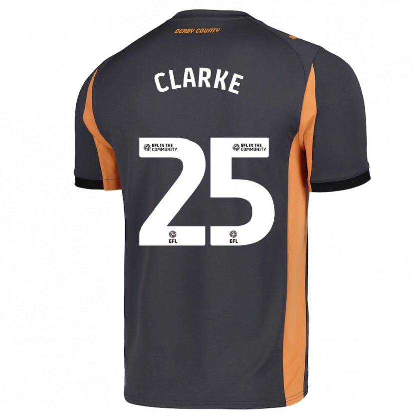 Danxen Kinderen Matt Clarke #25 Grijs Oranje Zwart Uitshirt Uittenue 2025/26 T-Shirt