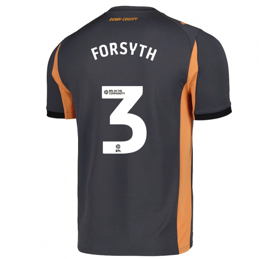 Danxen Kinderen Craig Forsyth #3 Grijs Oranje Zwart Uitshirt Uittenue 2025/26 T-Shirt