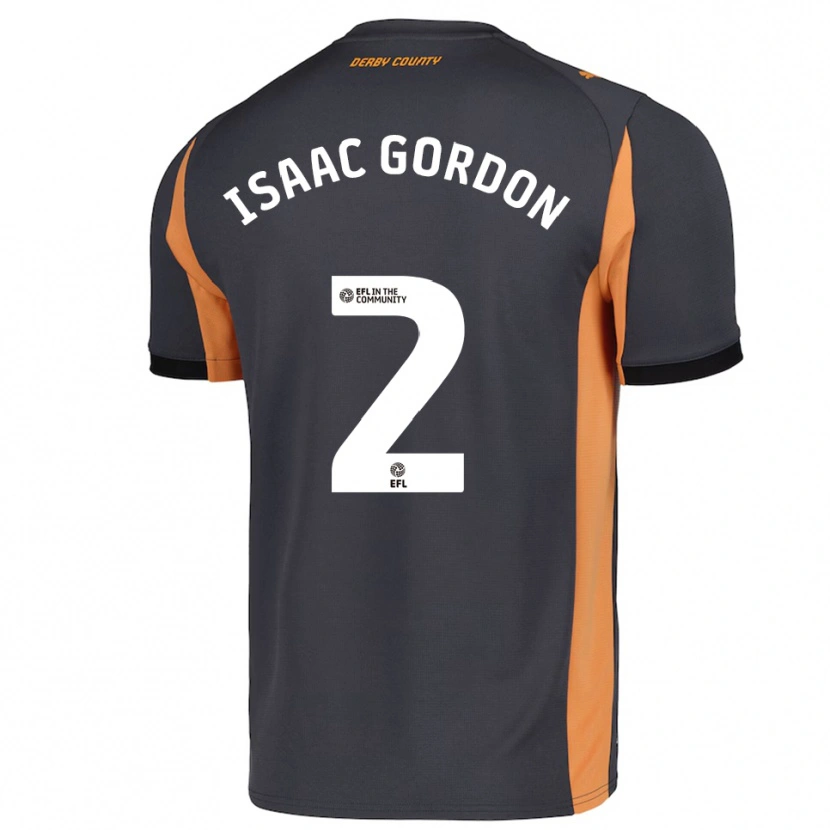Danxen Kinderen Isaac Gordon #2 Grijs Oranje Zwart Uitshirt Uittenue 2025/26 T-Shirt