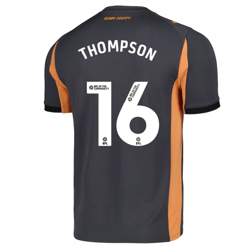 Danxen Kinderen Liam Thompson #16 Grijs Oranje Zwart Uitshirt Uittenue 2025/26 T-Shirt