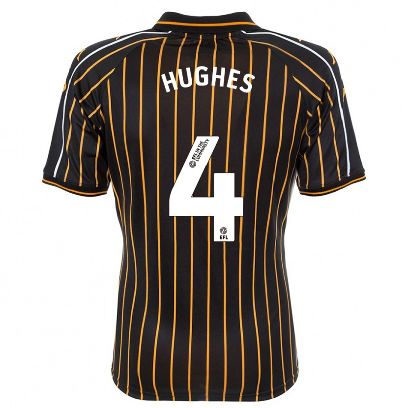 Danxen Kinderen Charlie Hughes #4 Wit Zwart Uitshirt Uittenue 2025/26 T-Shirt