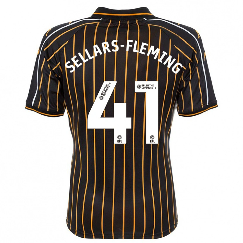 Danxen Kinderen Tyrell Sellars-Fleming #41 Wit Zwart Uitshirt Uittenue 2025/26 T-Shirt