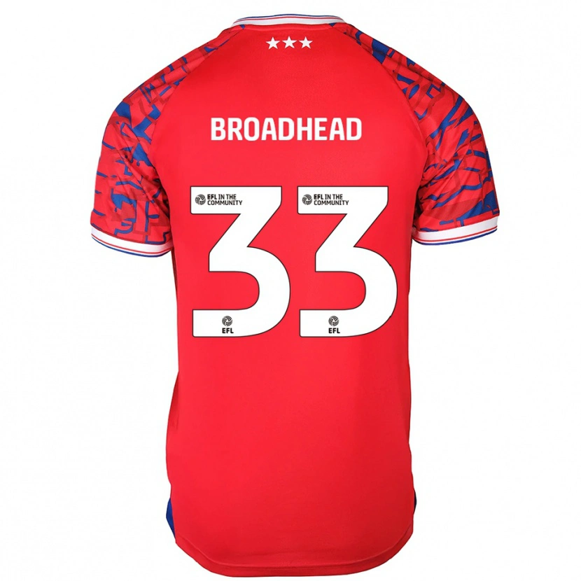 Danxen Kinderen Nathan Broadhead #33 Rood Blauw Uitshirt Uittenue 2025/26 T-Shirt
