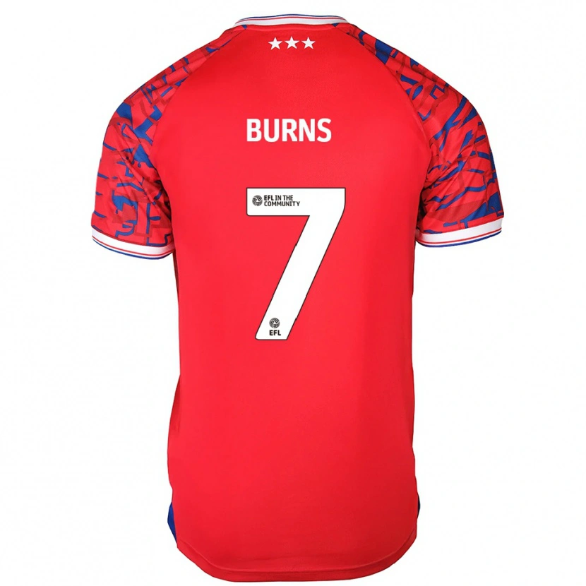 Danxen Kinderen Wes Burns #7 Rood Blauw Uitshirt Uittenue 2025/26 T-Shirt