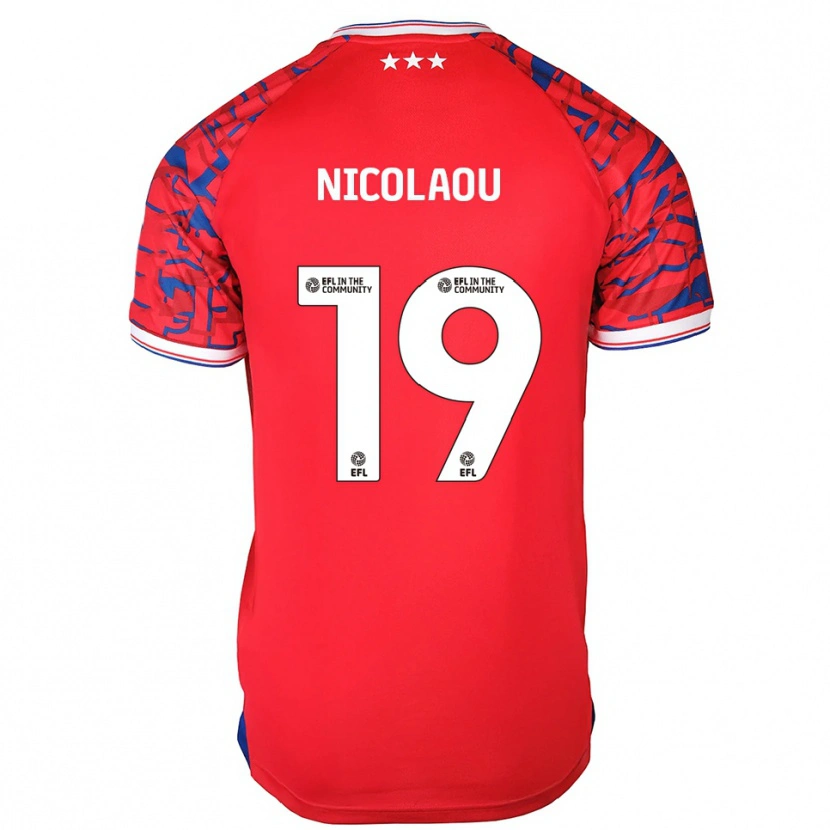 Danxen Kinderen Shakil Nicolaou #19 Rood Blauw Uitshirt Uittenue 2025/26 T-Shirt