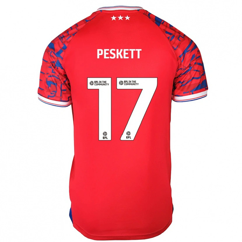 Danxen Kinderen Sophie Peskett #17 Rood Blauw Uitshirt Uittenue 2025/26 T-Shirt
