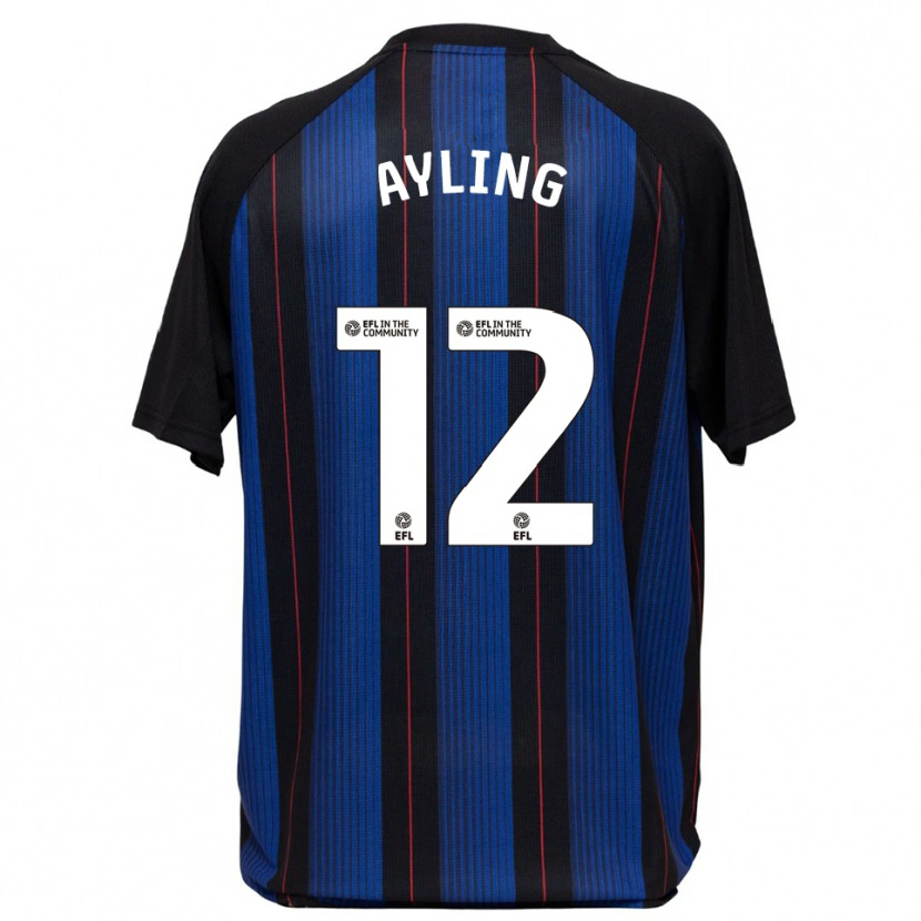 Danxen Kinderen Luke Ayling #12 Blauw Zwart Uitshirt Uittenue 2025/26 T-Shirt