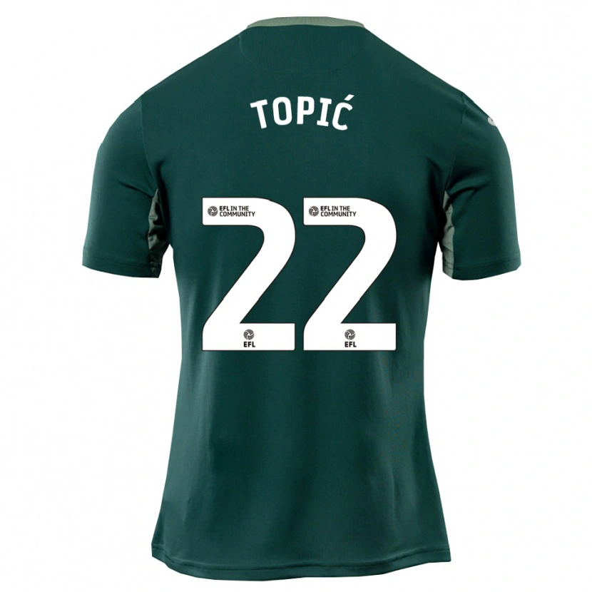 Danxen Kinderen Mirko Topić #22 Groen Wit Paars Uitshirt Uittenue 2025/26 T-Shirt