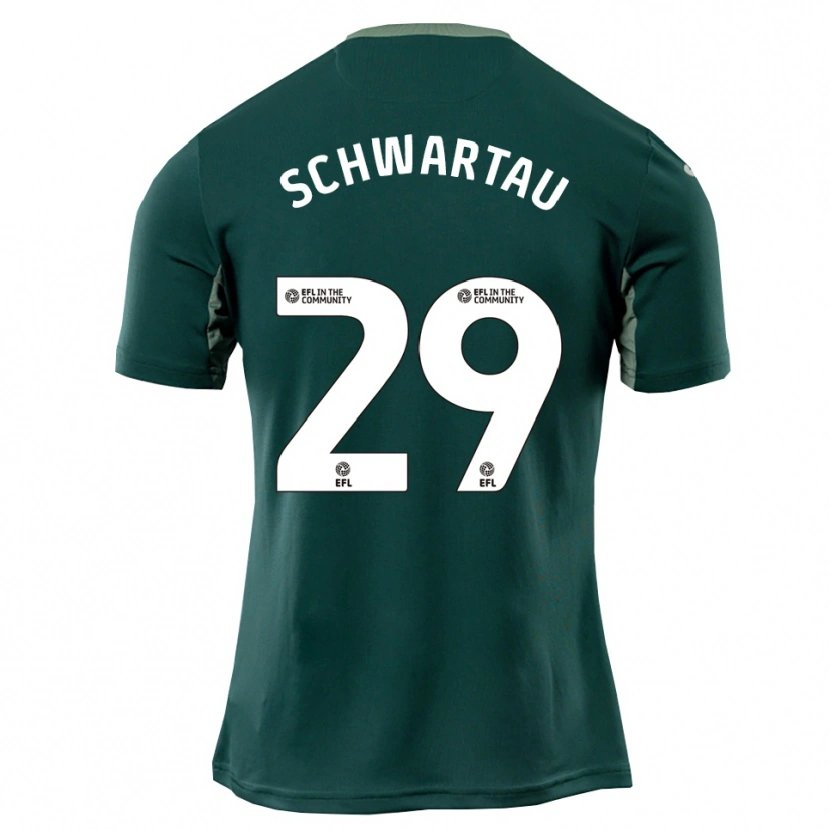 Danxen Kinderen Oscar Schwartau #29 Groen Wit Paars Uitshirt Uittenue 2025/26 T-Shirt
