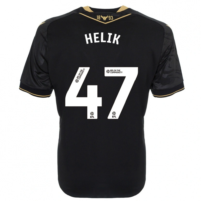 Danxen Kinderen Michal Helik #47 Zwart Goud Uitshirt Uittenue 2025/26 T-Shirt