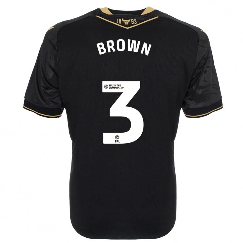 Danxen Kinderen Ciaron Brown #3 Zwart Goud Uitshirt Uittenue 2025/26 T-Shirt
