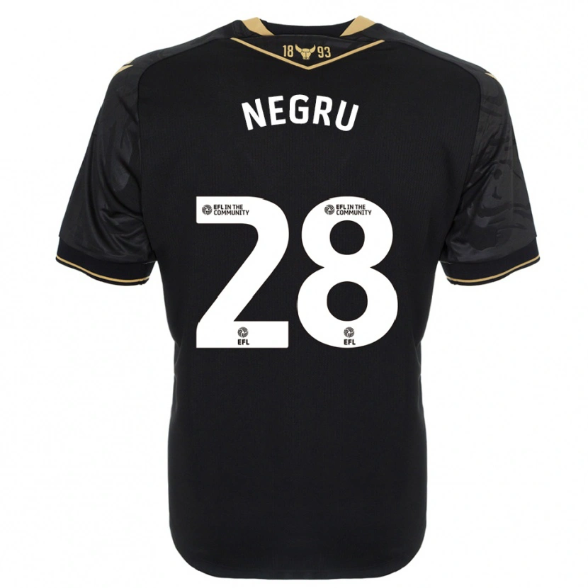 Danxen Kinderen Stephan Negru #28 Zwart Goud Uitshirt Uittenue 2025/26 T-Shirt