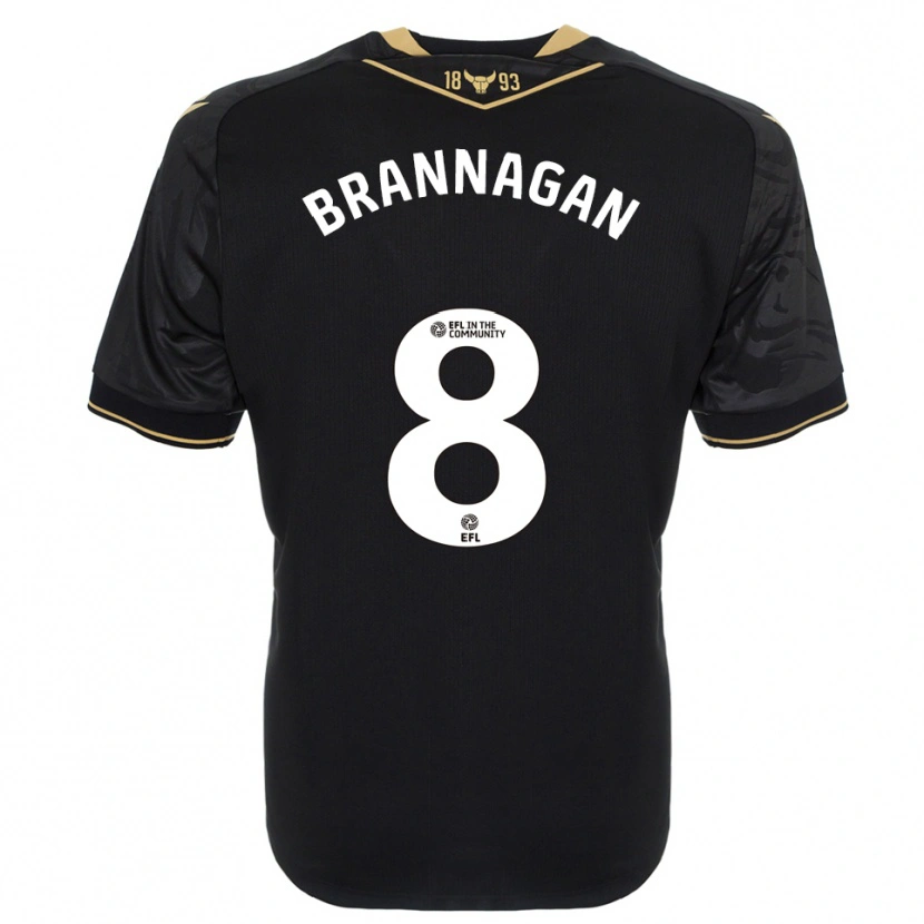 Danxen Kinderen Cameron Brannagan #8 Zwart Goud Uitshirt Uittenue 2025/26 T-Shirt