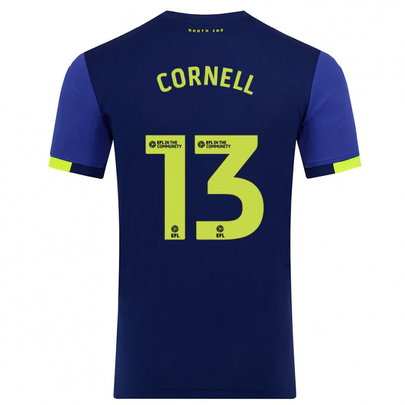 Danxen Kinderen David Cornell #13 Marine Geel Uitshirt Uittenue 2025/26 T-Shirt