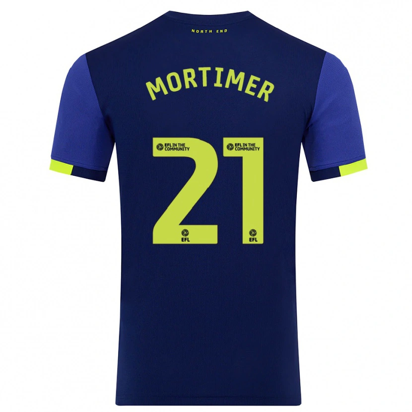 Danxen Kinderen Jodie Mortimer #21 Marine Geel Uitshirt Uittenue 2025/26 T-Shirt