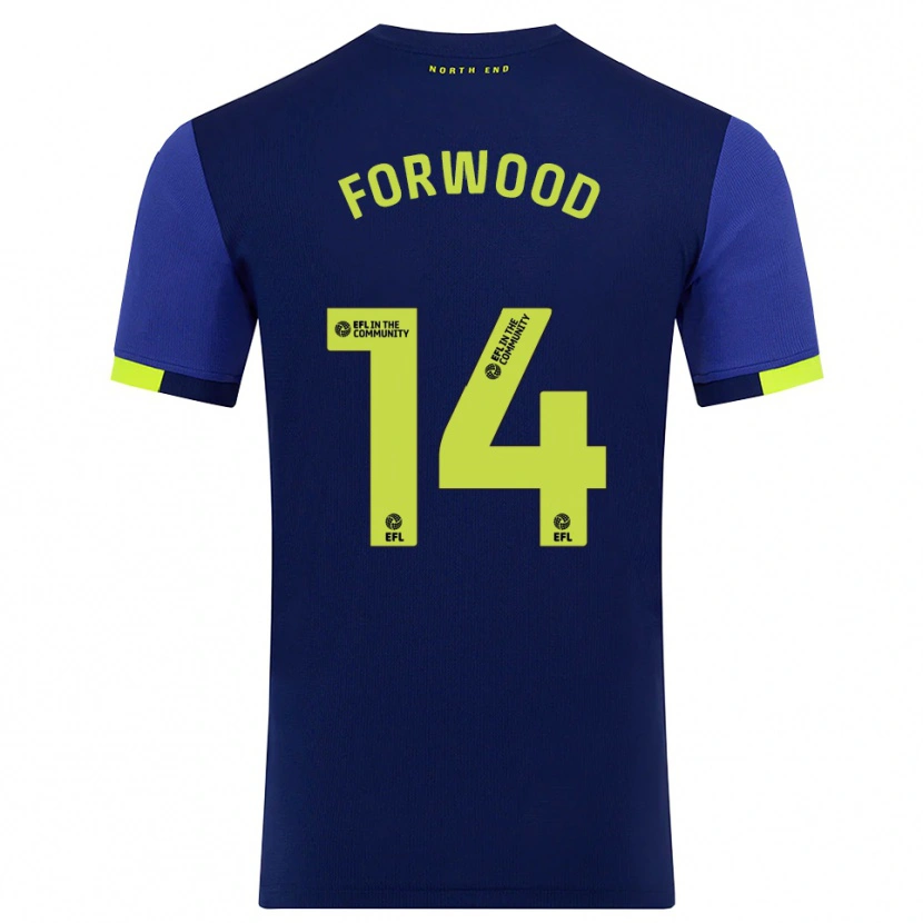 Danxen Kinderen Charlie Forwood #14 Marine Geel Uitshirt Uittenue 2025/26 T-Shirt