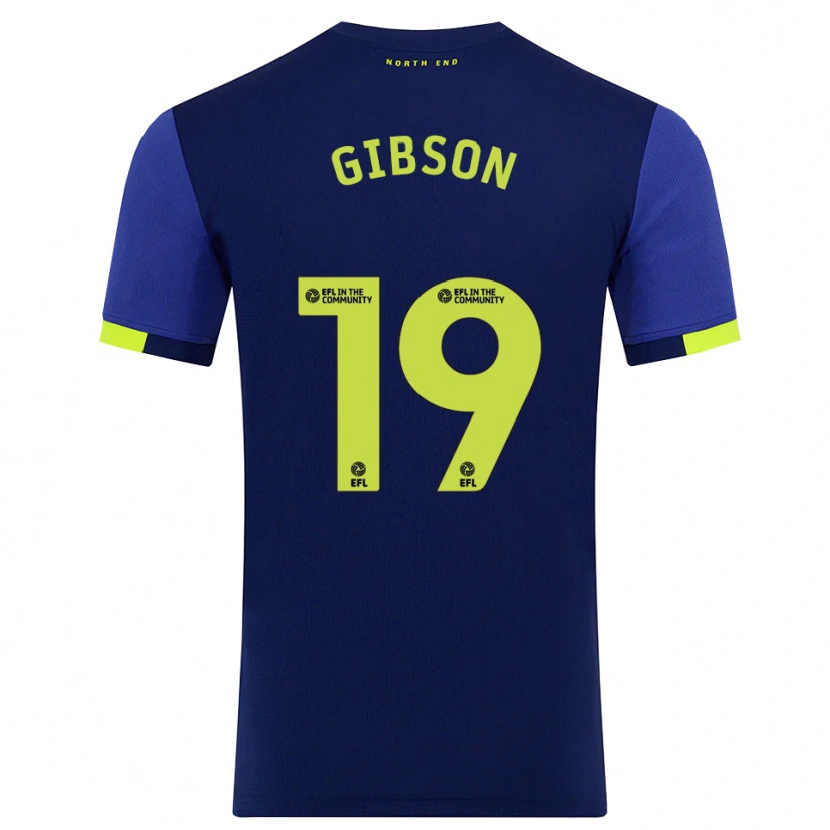 Danxen Kinderen Lewis Gibson #19 Marine Geel Uitshirt Uittenue 2025/26 T-Shirt